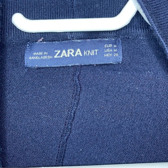 - ZARA Navy Knit 3/4 Sleeve Open Cardigan - Picture 7 of 9